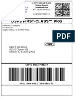 Usps First-Class™ PKG: Kent Retzer 423 S Center ST Clinton IL 61727-2204
