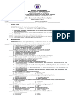 Science 7 First Quarter WEEK 1-Components of Scientific Investigation Assessment No. 1 NAME: - GRADE & SECTION