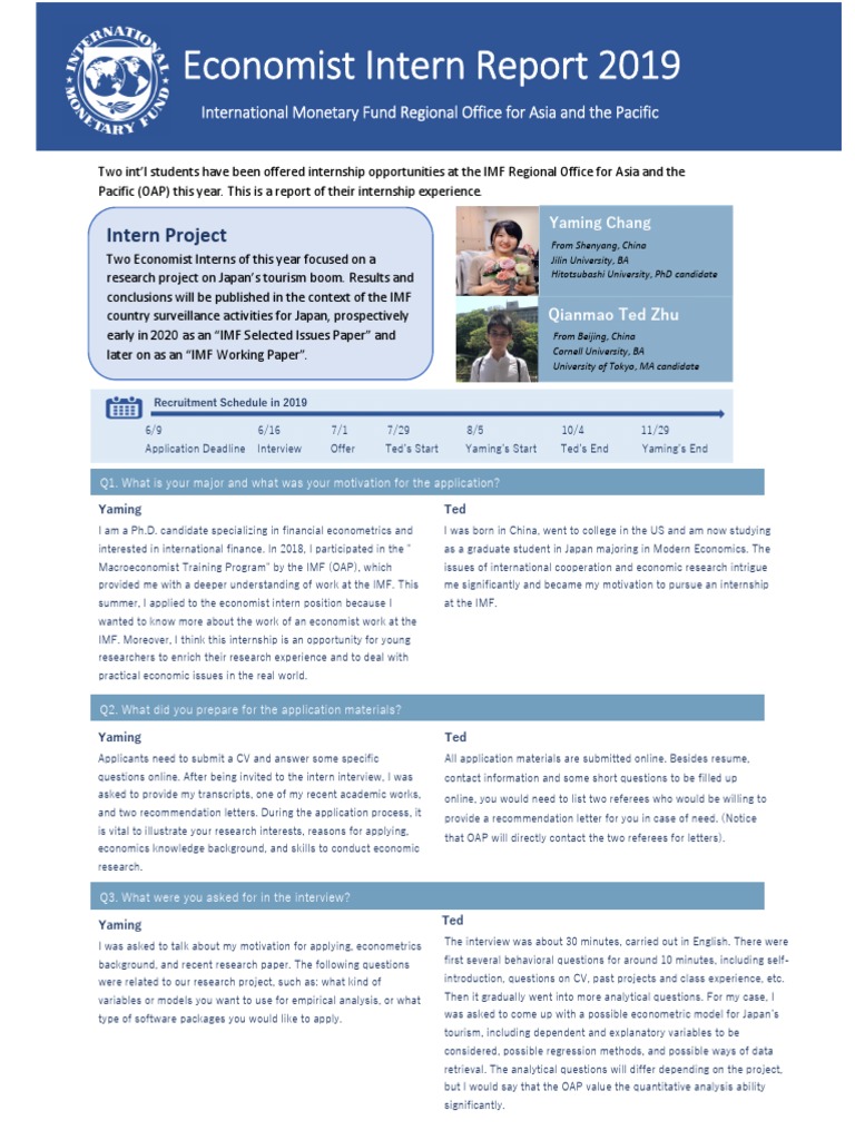 Econ Intern Report 2019 | PDF | Econometrics | International Monetary Fund