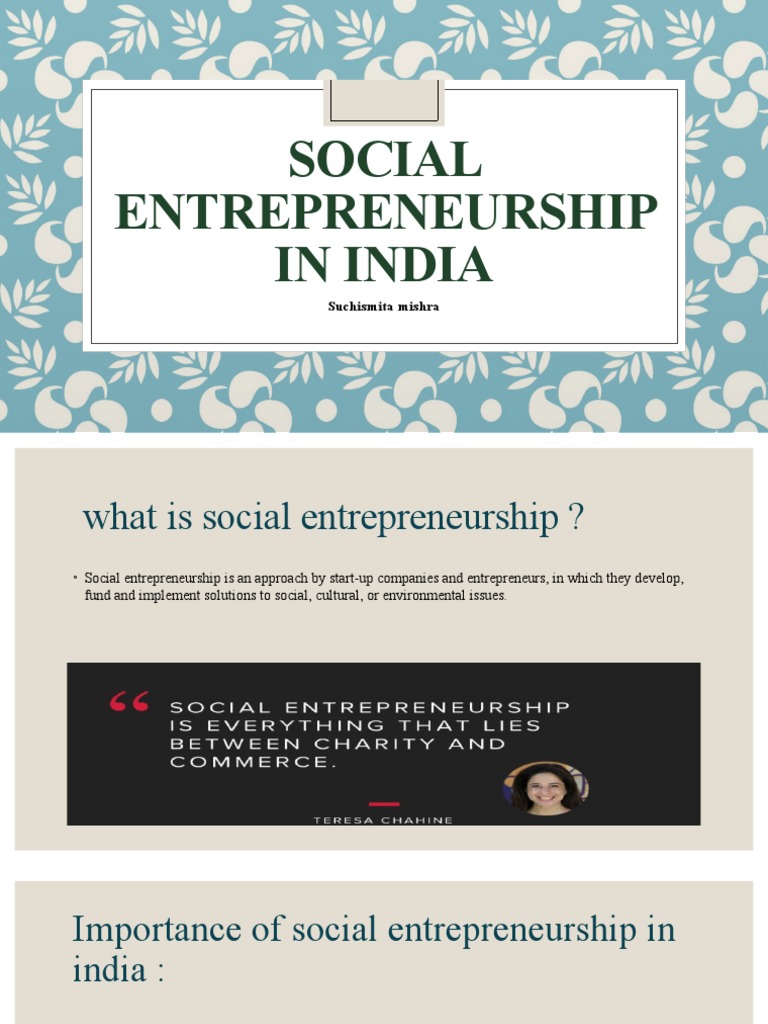 Social Entrepreneurship in India: Suchismita Mishra | PDF | Social ...
