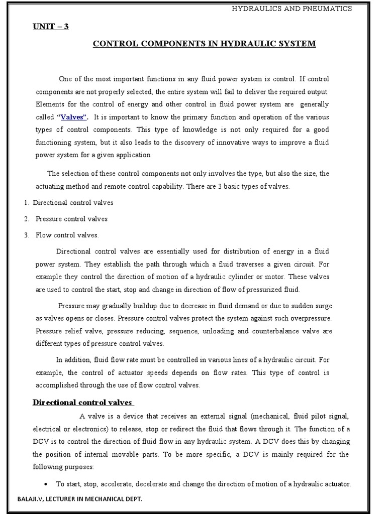 Hydraulic Control Components Overview | PDF | Valve | Actuator