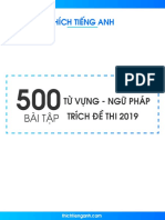 (ThichTiengAnh.com) 500 Bài Tập Ngữ Pháp - Từ Vựng Trích Đề Thi Thử Tiếng Anh 2019