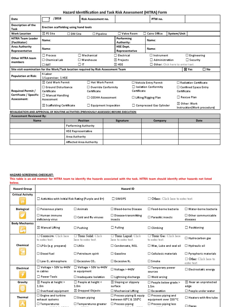 HITRA Risk Assessment for Scaffolding | PDF | Ionizing Radiation | Hazards