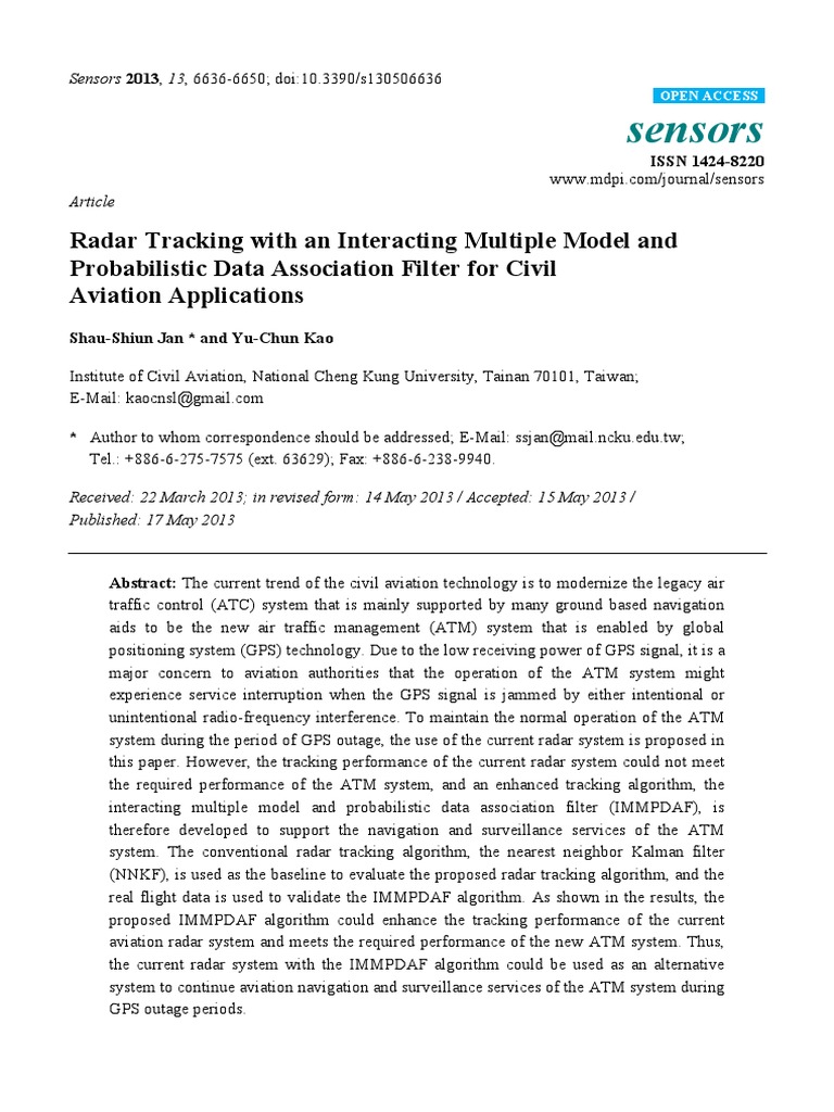 Radar Tracking With An Interacting Multiple Model | PDF | Kalman Filter ...