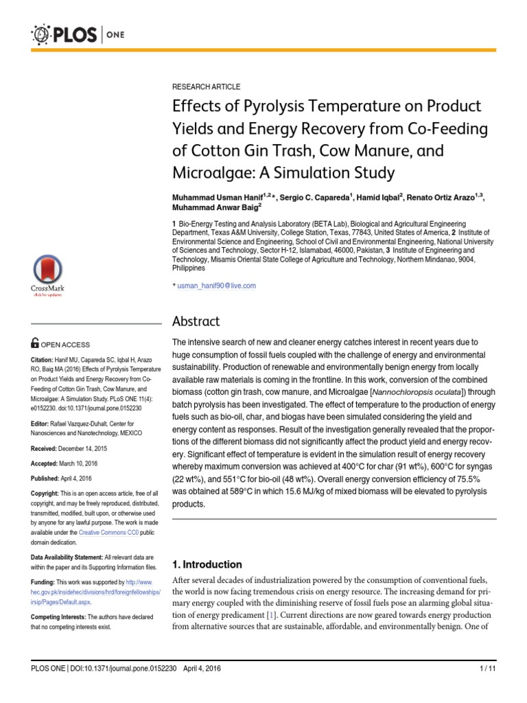 UTS Biomassa Effects of Pyrolysis Temperature On Product | PDF ...