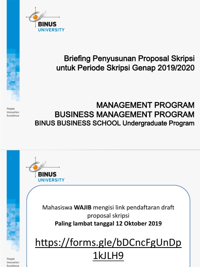 Panduan Proposal Skripsi BINUS 2019 | PDF | Karier & Perkembangan | Seni