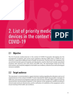 List of Priority Medical Devices in The Context of COVID-19