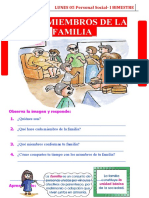 05 PERSONAL SOCIAL Los Miembros de La Familia para Primer Grado de Primaria