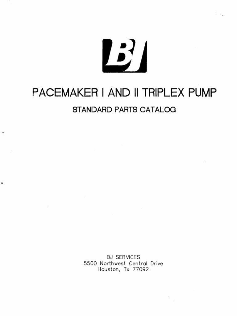 Pacemaker I and Ii Triplex Pump Standard Parts Catalog PDF Pump