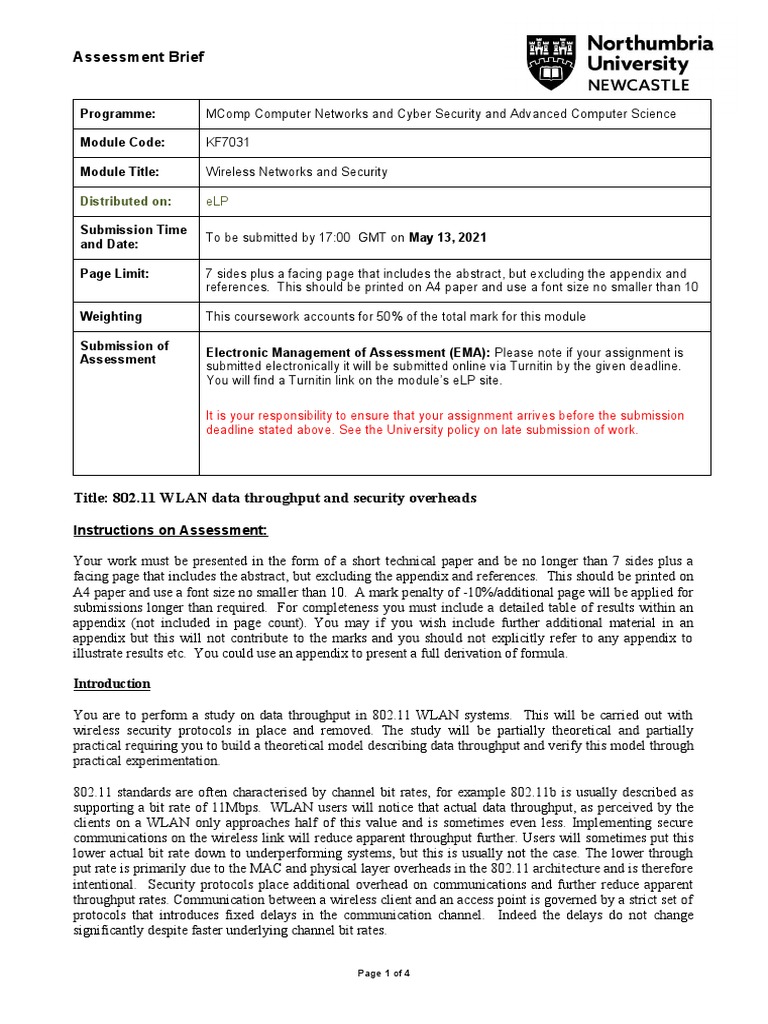 WLAN Throughput and Security Analysis | PDF | Ieee 802.11 | Wireless Lan