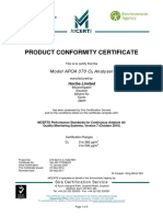 Product Conformity Certificate: Model APOA 370 O Analyser