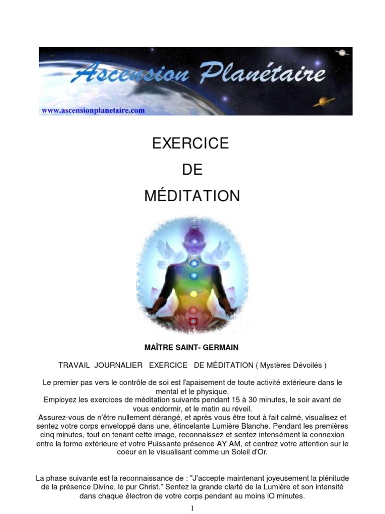 I Am Je Suis Maître Saint germain Pdf Exercice de Méditation | PDF | Lumière | Méditation