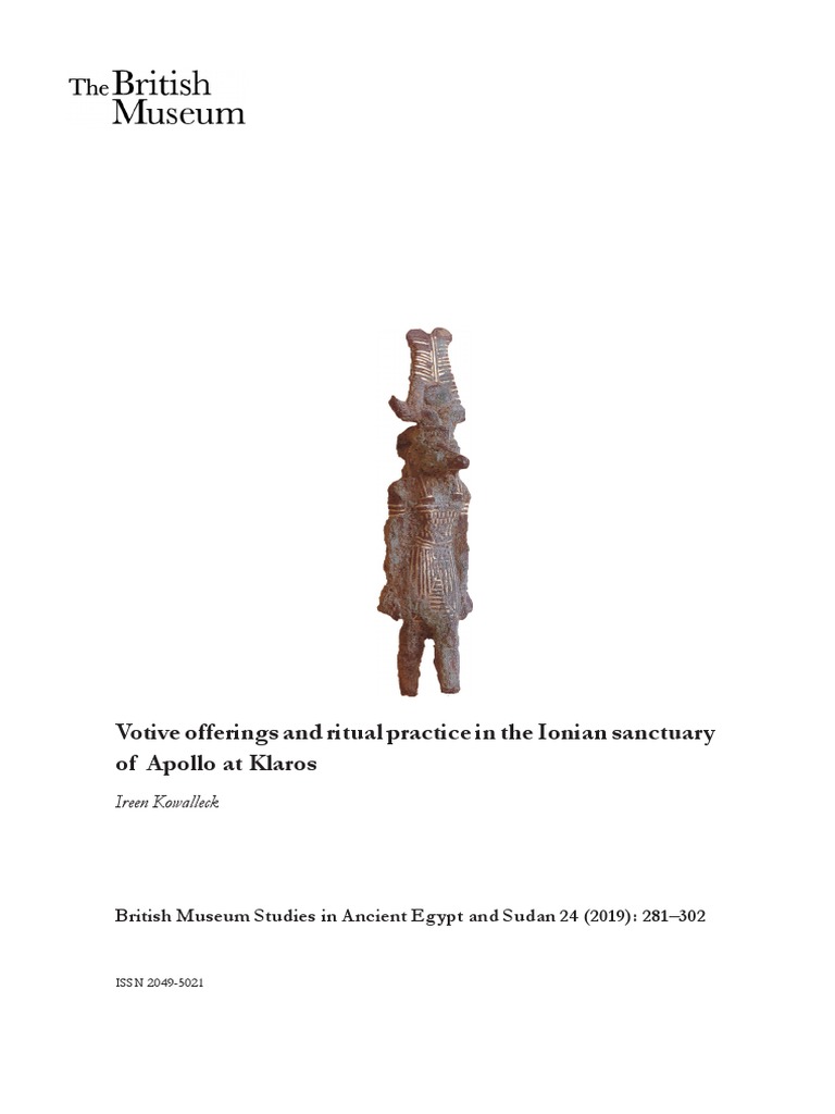 Kowalleck - 24 Votive Offerings and Ritual Practice in The Ionian ...