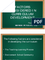 Factors To Be Considered in Curriculum Developoment