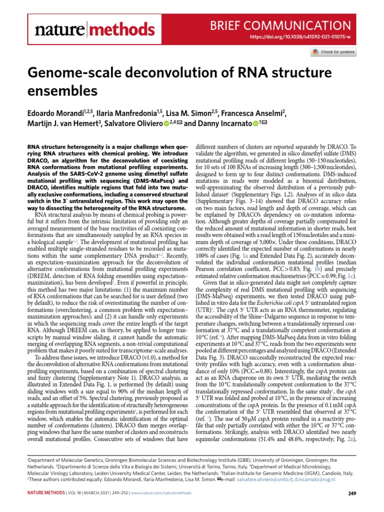 LER Genome-Scale Deconvolution of RNA Structure | PDF | Dna Sequencing ...
