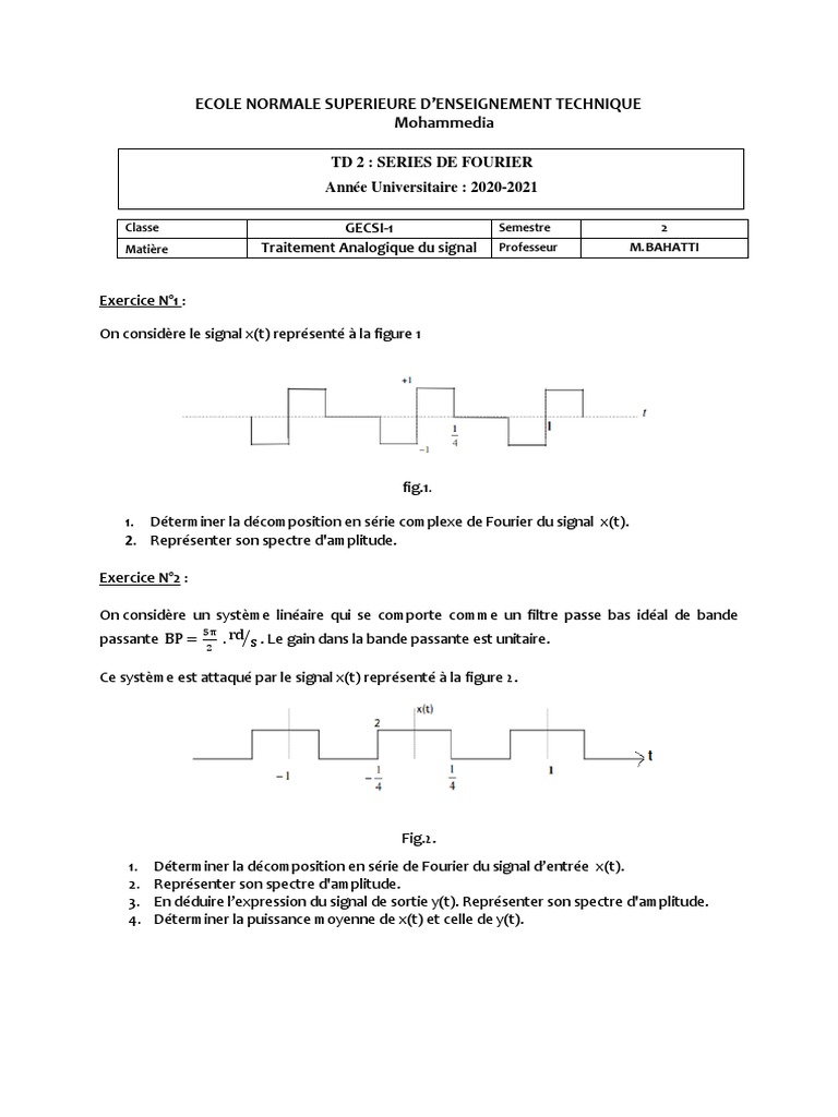 Traitement du Signal : Séries de Fourier | PDF