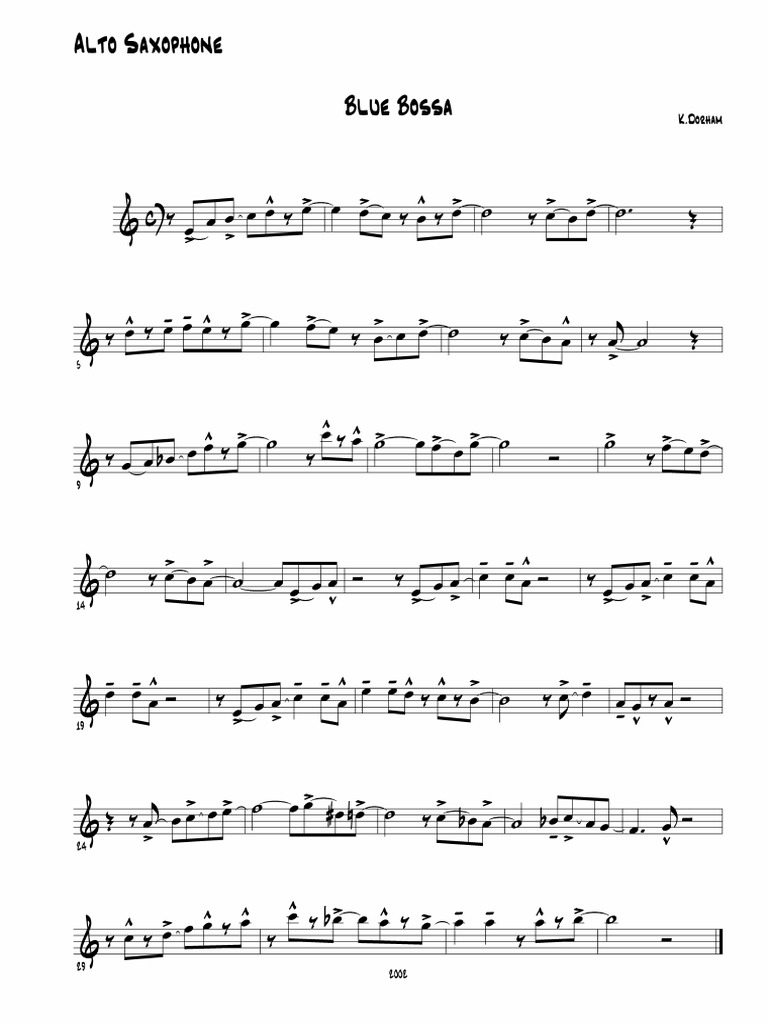 Chorus Blue Bossa (Alto Sax) PDF