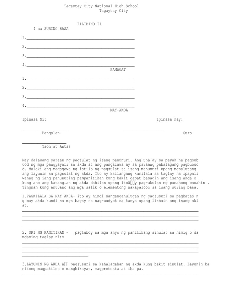 Pormat NG Suring Basa | PDF