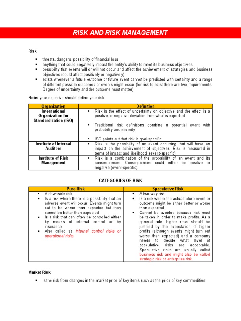 Risk and Risk Management | PDF | Risk | Credit