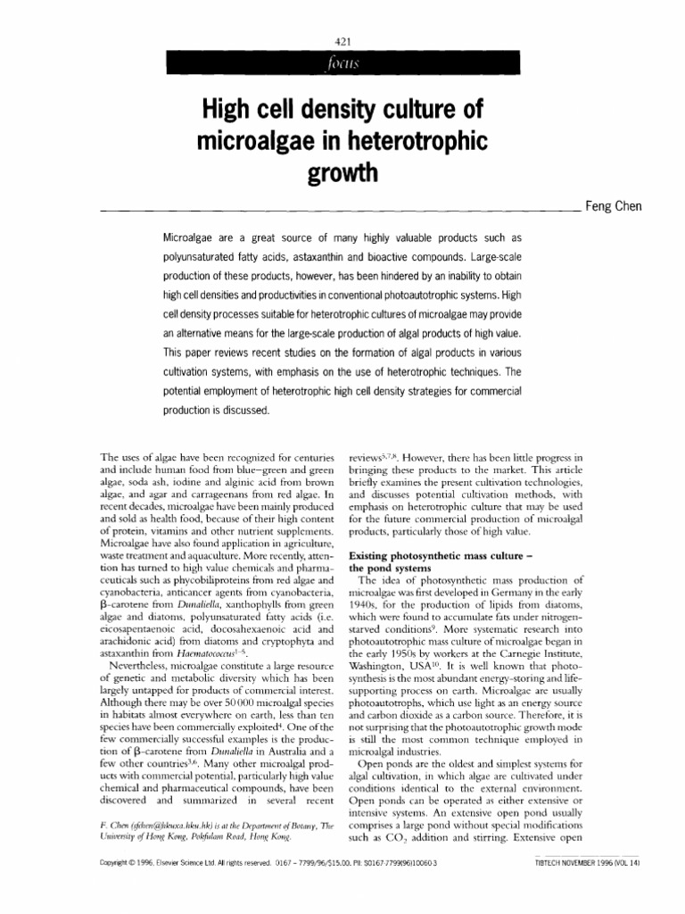 (1996) - High Cell Density Culture of Microalgae in Heterotrophic ...