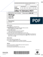 January 2021 Biology Question Paper 2B