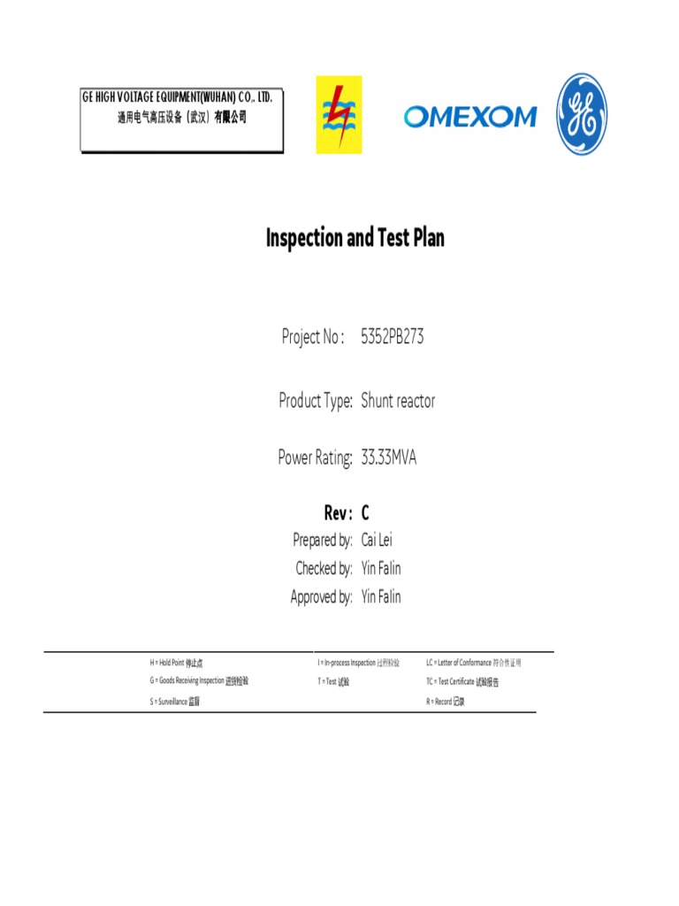 Inspection and Test Plan (Shunt Reactor) | PDF | Amplitude ...