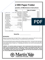 Model 959 Paper Folder: Installation, Operation, & Maintenance Instructions