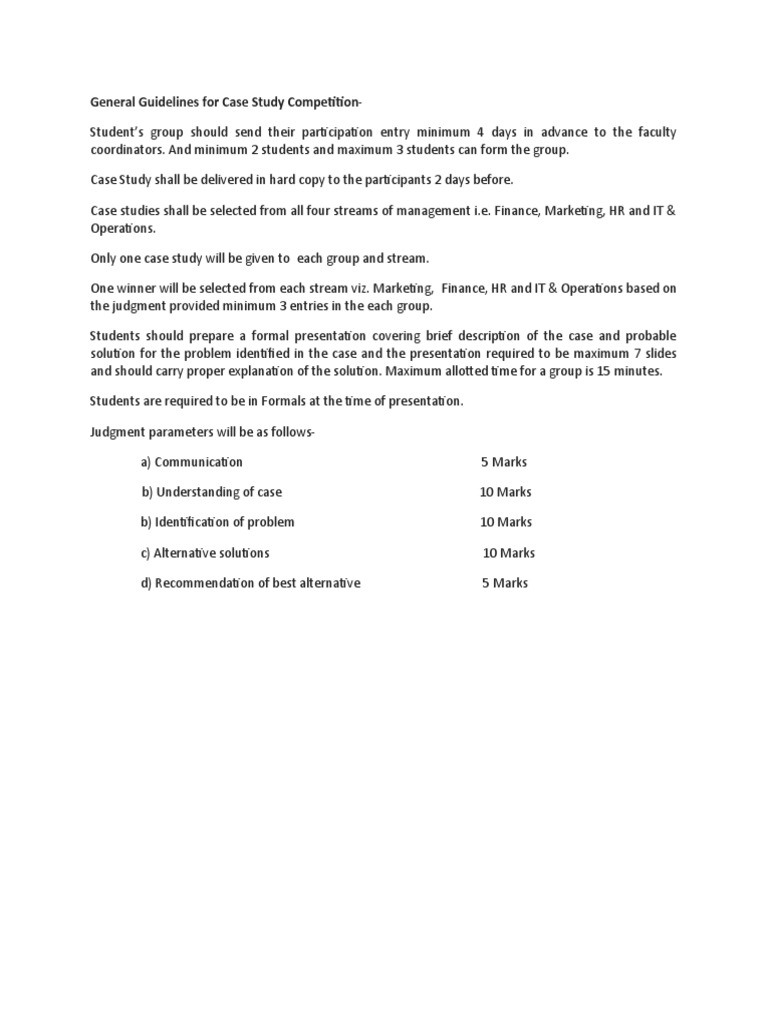 General Guidelines For Case Study Competition | PDF | Career & Growth ...