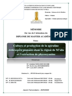 M2 Pharmaceutique Culture Et Production de La Spiruline Arthrospira Platensis Dans La Région de M'sila Et L'extraction de - 1