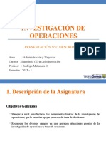 INVESTIGACIÓN DE OPERACIONES - RM PVG 2015 Descripción