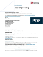 PHD Mechanical Engineering: Postgraduate Admissions Statement