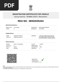 REG NO: MH02DZ6494: Registration Certificate For Vehicle