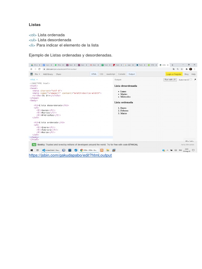 Listas Tablas y Formularios en HTML PDF