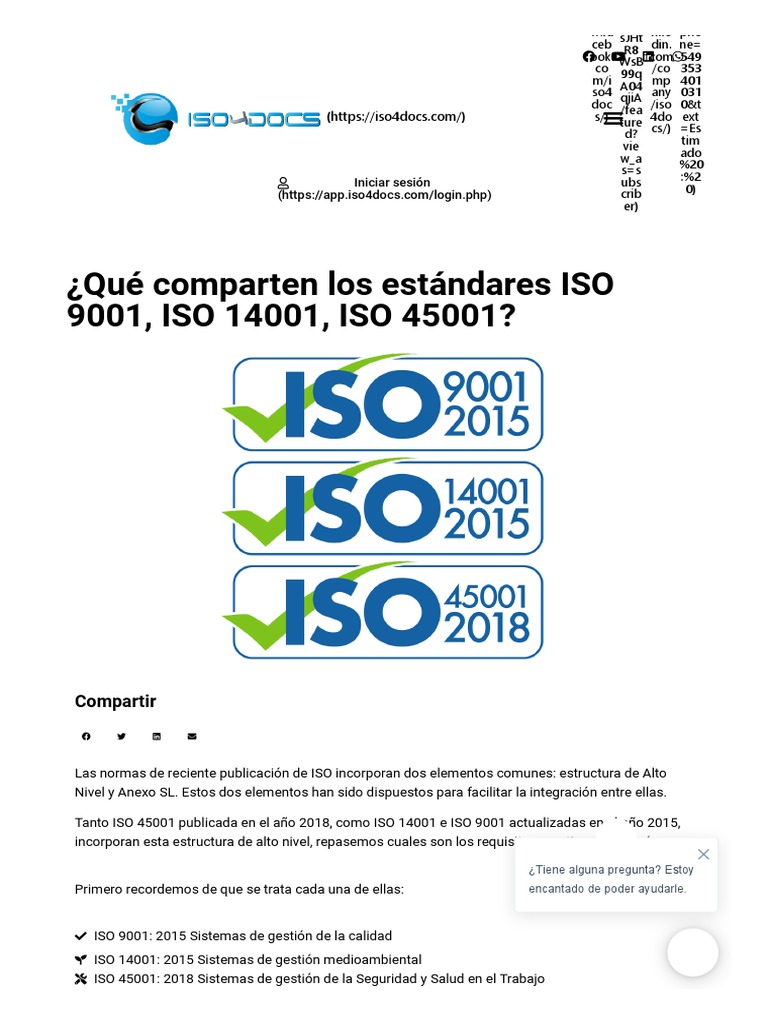 Comparativa de Normas ISO 9001, 14001 y 45001 | PDF | Auditoría ...