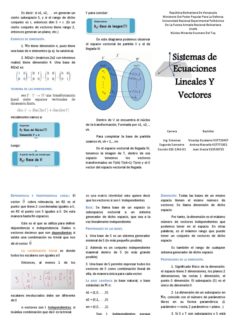Dimensión y Bases en Espacios Vectoriales | PDF | Espacio vectorial ...