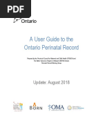 A User Guide To The Ontario Perinatal Record: Update: August 2018