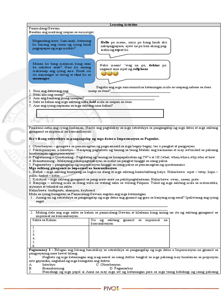 Activity Sheet Q3 LIBOON | PDF