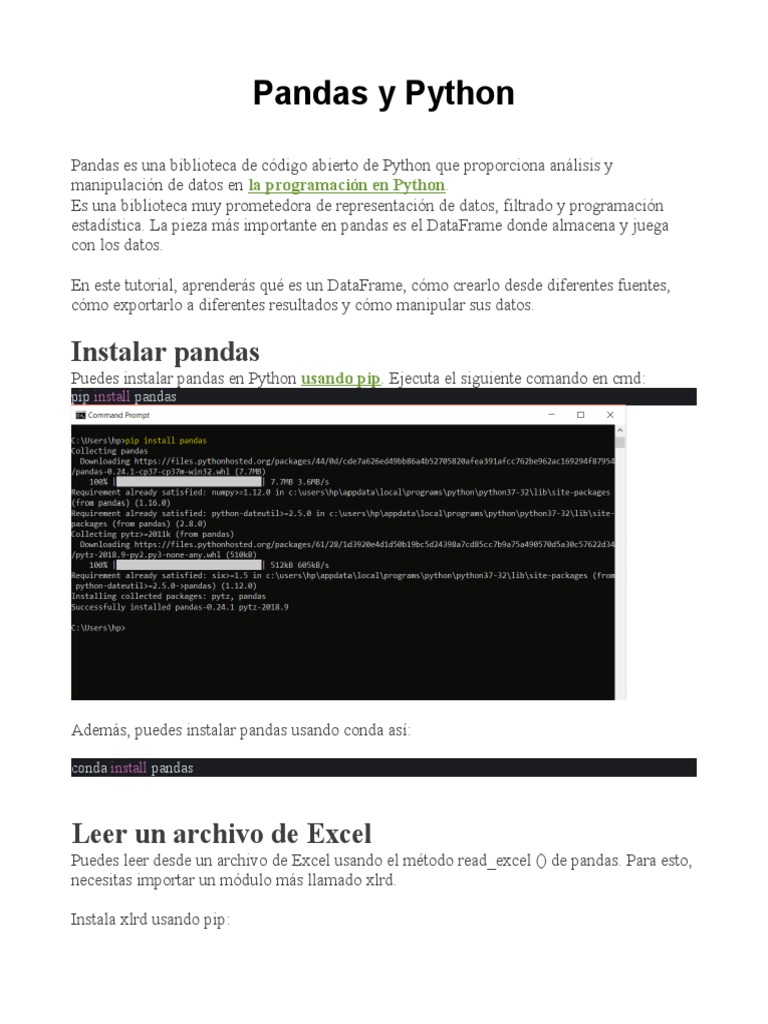 Pandas y Python | PDF | Python (lenguaje de programación) | Archivo de ...