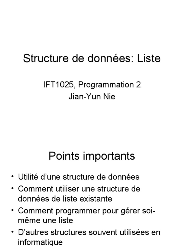 Introduction aux listes en programmation | PDF | Structure des données ...