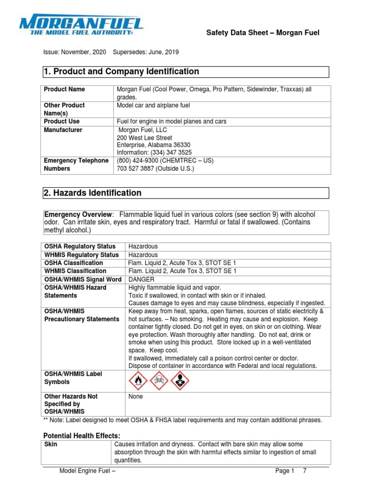 Product and Company Identification Safety Data Sheet Fuel