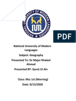 National University of Modern Languages Subject: Geography Presented To: Sir Major Khaleel Ahmed Presented BY: Qurat Ul Ain