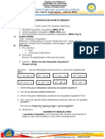 Jose Sanvictores Sr. National School: Lesson Plan in Math Grade 9 I. Objectives