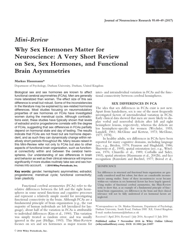 Neuroscience: Sex Hormones & Brain | PDF | Menstrual Cycle | Estradiol