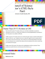 Council of Science Editor’s (CSE) Style: Name-Year (N-Y) and Citation-Sequence (C-S) Systems