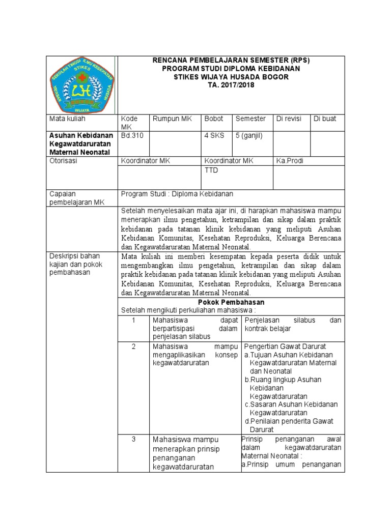 RPS Askeb Kegawatdaruratan Maternal Dan Neonatal | PDF