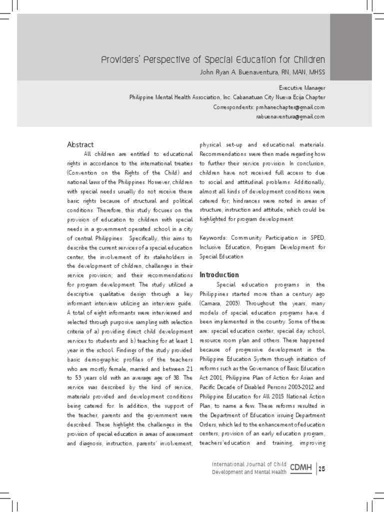 Special Education in the Philippines | PDF | Special Education ...