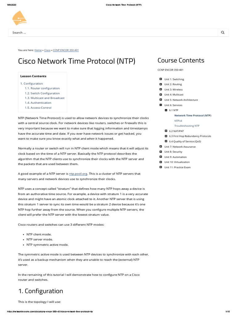 Cisco NTP Configuration Guide | PDF | Router (Computing) | Computer Network