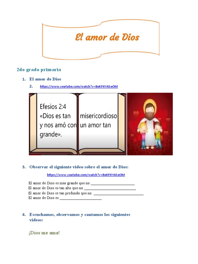 Actividades sobre el Amor de Dios para Niños | PDF