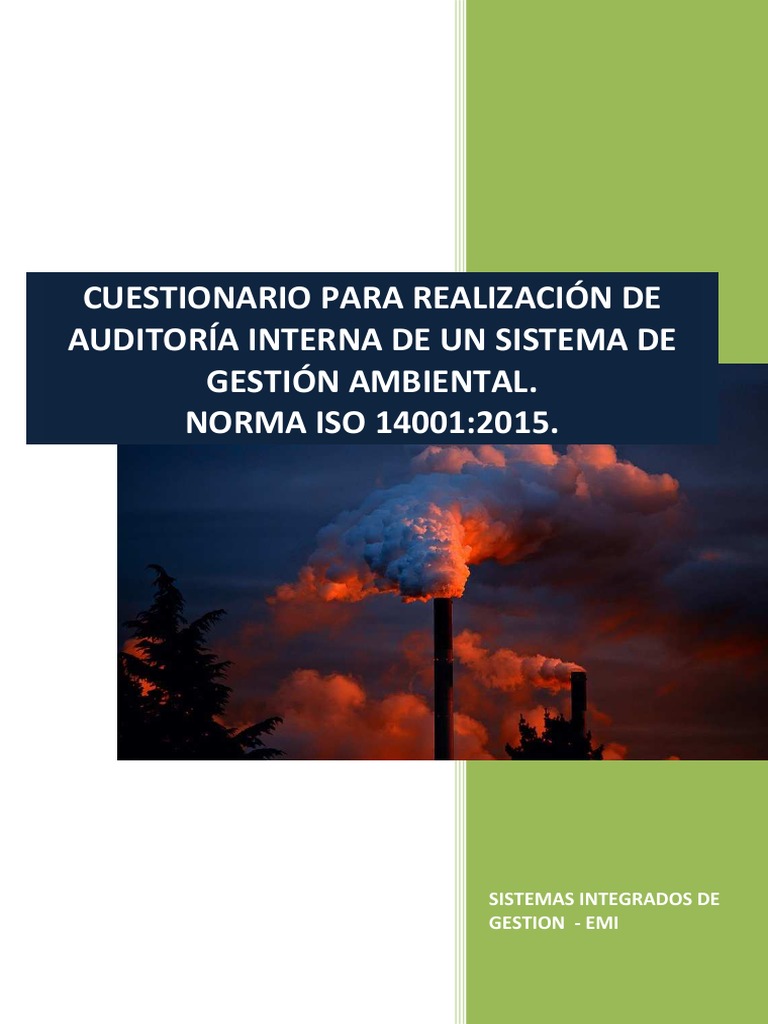 Cuestionario Auditoría Interna ISO 14001 | PDF | Planificación | Auditoría