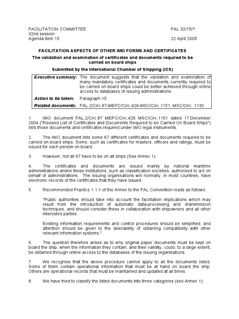 List of certificates carried on board pdf ships oil tanker